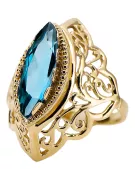 Pierścionek Akwamaryn 14k żółte złoto Styl Vintage vrc017y